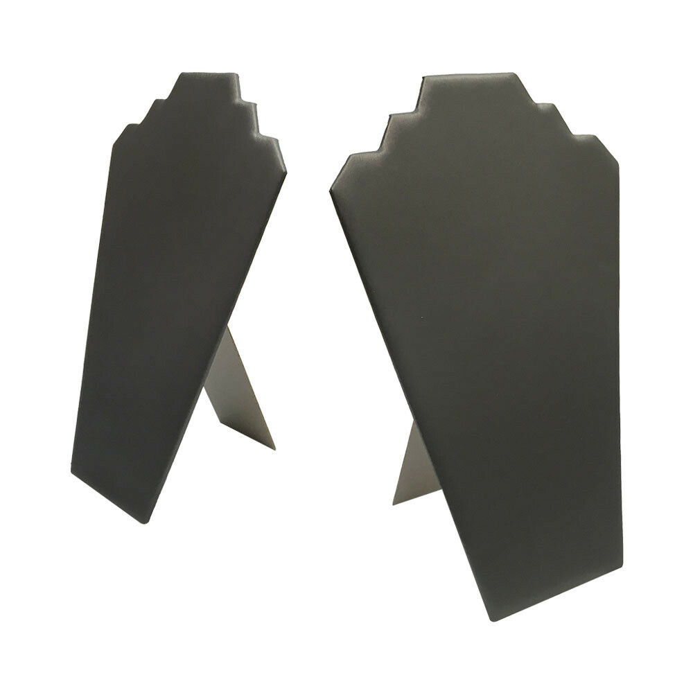 12-1/2″ High Slate Gray Leatherette Necklace Pad with Easel Jewelry Display