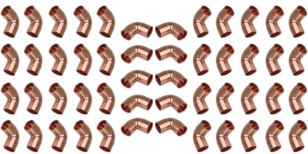 Copper Pipe Fittings 90 Degree Elbow 1/2″ Inch – Lot of 50