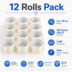 ACCL Heavy Duty Packaging Tape – 2 mil 2″ x 100 Yards, 12 Rolls w/ FREE Shipping
