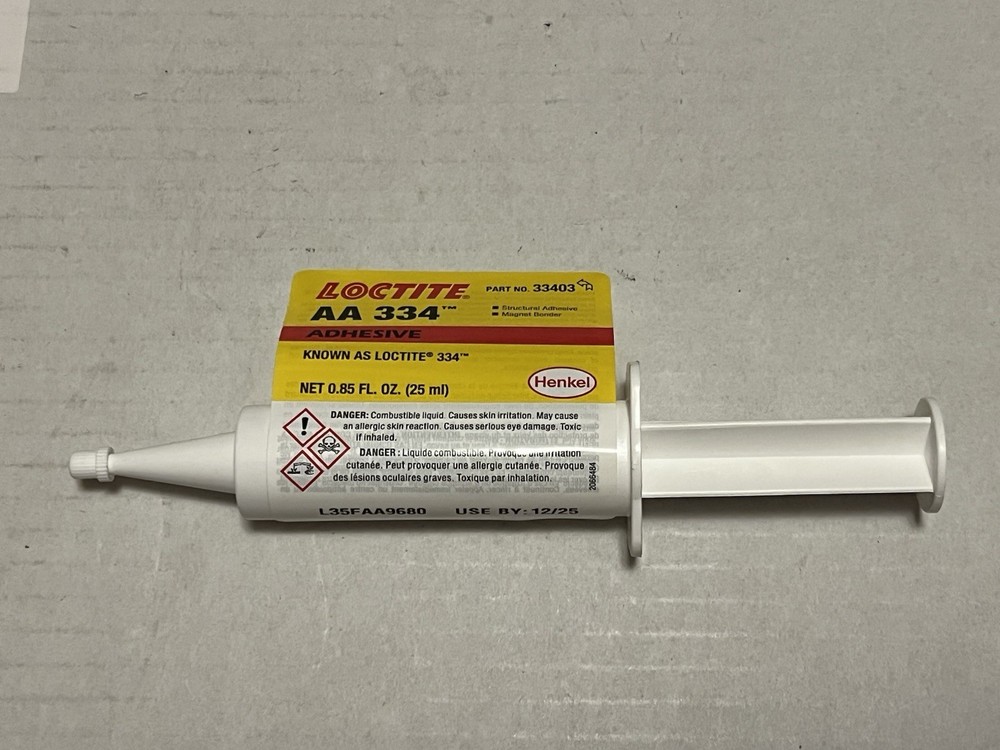 New x1 Loctite AA 334 Structural Adhesive Magnet Bonder Syringe (EXP 12/2025)