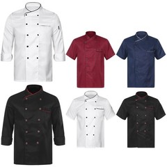 US Unisex Men Women Chef Coat Jacket Kitchen Hotel Restaurant Work Uniform Tops
