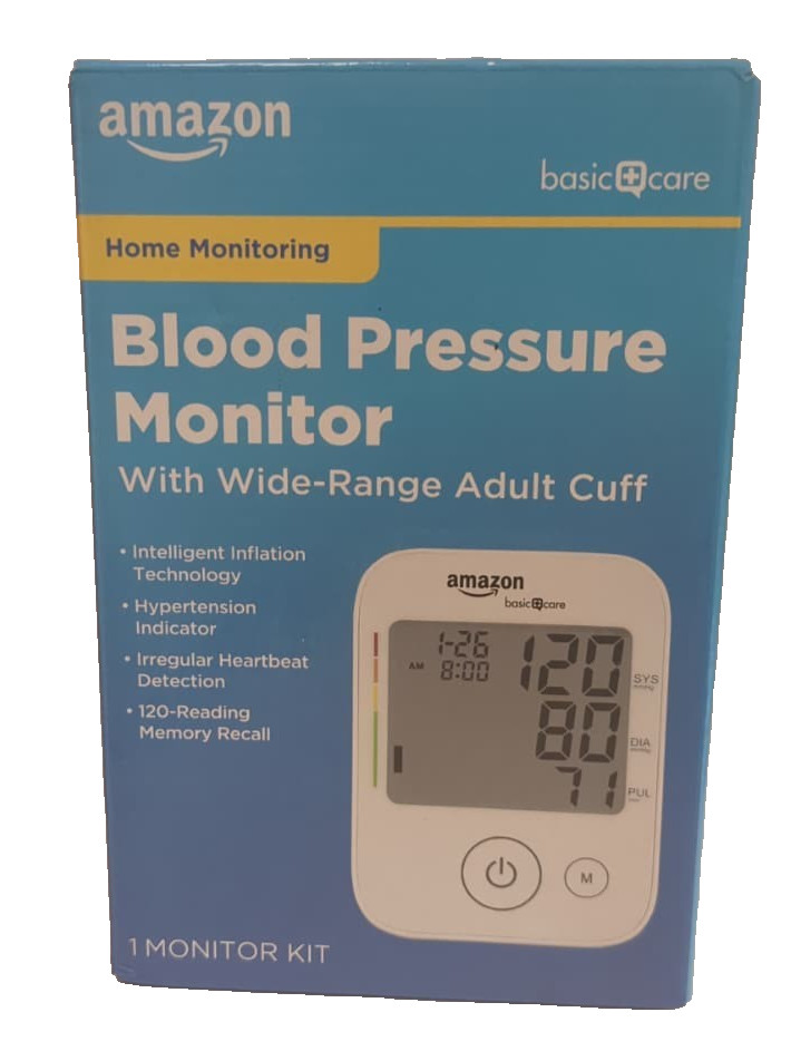 Amazon Basic Care Home Blood Pressure Monitor with Wide Range Arm Cuff