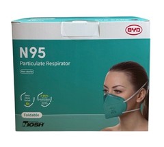 8 Boxes, 160 Count BYD Genuine N95 Foldable Particulate Respirator Face Masks