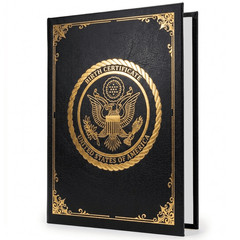 Birth Certificate Holder 8.5×11 Black Faux Leather Document Protector Gold Foil