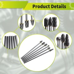 10mm Rotary Aluminum Cut Burr 6mm 1/4″ Shank 150mm Long Reach Carbide Burs 6pcs