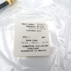 Amphenol RF Cable Assembly SMA BLKHD JK/SMA R/A PLG CBL 0.25MET 135111-03-M0.25