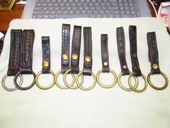 CHOICE of ONE (1) Flashlight/Baton Holder-Blk Leather Basketweave w/Brass Ring