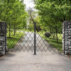 Double Folding Security Gate 85″ H x 150″ W with Keys Aluminium Mesh