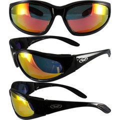 2 Pairs Global Vision Hercules Plus Black Sunglasses Red Mirror + Clear Lenses