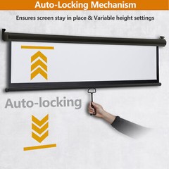 Black Projector Screen Pull Down 16:10 Foldable Wall Mount HD Projection Screen
