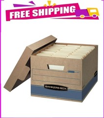 Bankers Box Heavy Duty Storage Boxes, 10″ x 12″ x 15″ 10 Pack, Kraft Brown