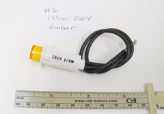 125V / 250V 1/3W Amber Neon Panel Mnt Indicator 6″ wire Leads 1/2″ Round, NEW