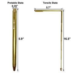 2PCS Copper Dowsing Rods, Retractable Divining 5.9 inches, Yellow