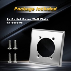 2 Gang Single Hole Outlet Cover Wall Plate & 4Screws for 14-50R Hubbell HBL9450A