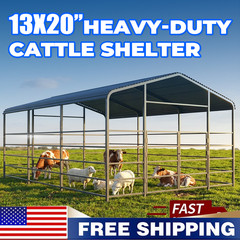 13x20ft Heavy Duty Livestock Shelter, Galvanized Steel for Cattle & Horses NEW