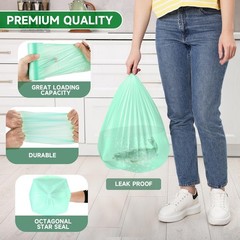 1.6 Gallon Mini Trash-Bags For Bathroom Compostable – Green Small Garbage Bag…