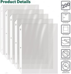 200 Count Diamond Clear Extra Heavyweight Sheet Protectors, 4 mils Strong,8.5…