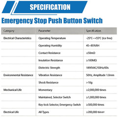 2NC 22Mm Emergency Stop Push Button Switch Red Mushroom Equipment E Stop Shut of