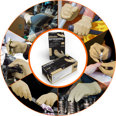 GLOVEWORKS Heavy Duty Ivory Latex Industrial Disposable Gloves 8 Mil, Box of 100