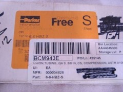 1bx 24ea Parker Chromium-6 Free 6-6 HBZ-S 3/8 In CS Compression ASTM A108 Union