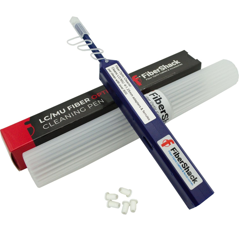 FiberShack 1.25mm LC Fiber Optic Cleaner Pen 800+ Cleans with Case & Dust Caps