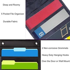Wall File Organizer 5 Pocket Oxford Cloth Hanging Chart Office Home