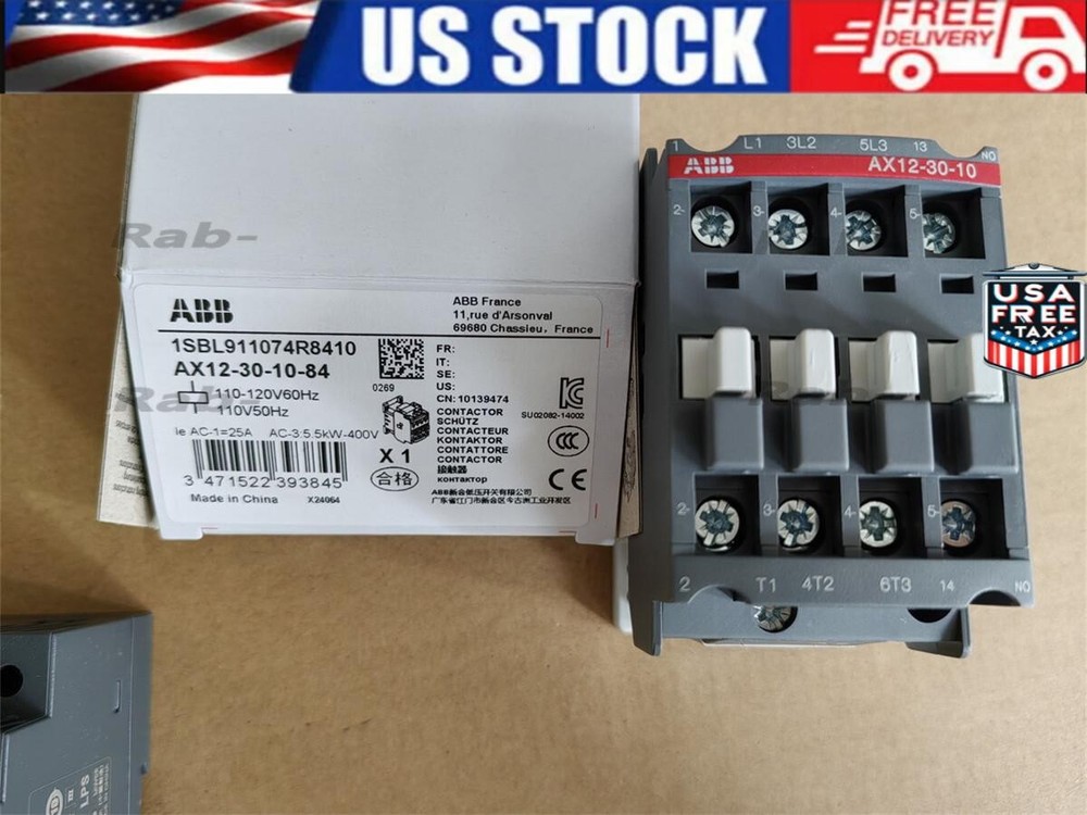 NEW ABB Contactor AX12-30-10-84 AC 110V 50/60Hz AX12-30-10 US Free TAX