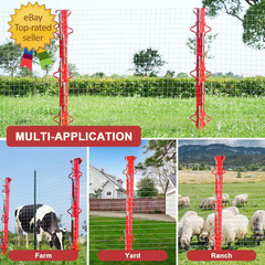 4Ft Woven Wire Fence Stretcher Bar with 5 Wedges, Heavy-Duty Carbon Steel Fence