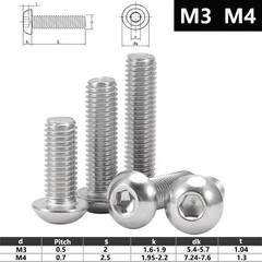 M3 M4 SOCKET BUTTON HEAD SCREWS ALLEN KEY DOME BOLT A2 STAINLESS STEEL