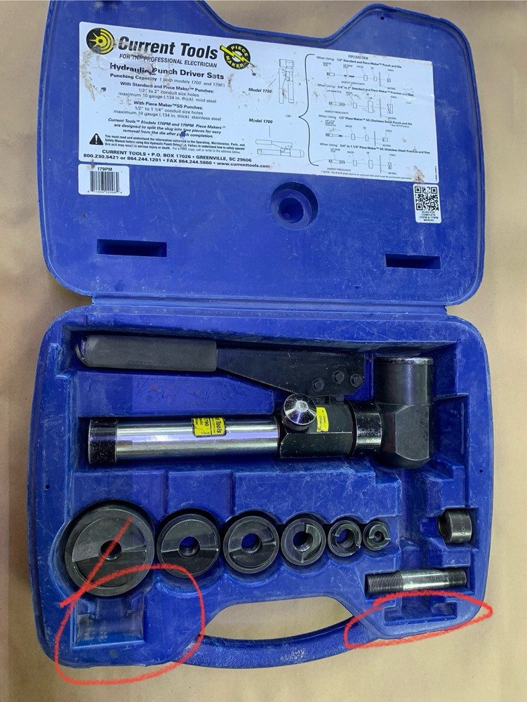 Current Tools Hydraulic Punch Driver Set Model #179PM 1/2”-2” **READ DESCRI**