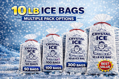 10 LB Ice Bags Drawstring Heavy Duty Clear Plastic Bulk 50 100 300 500PACK