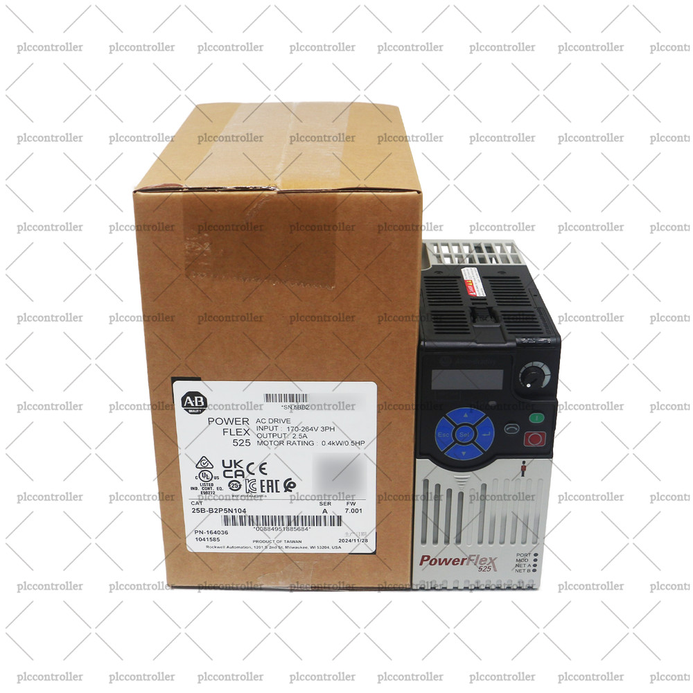 New Allen Bradley 25B-B2P5N104 PowerFlex 525 0.4kW (0.5Hp) AC Drive No Filter