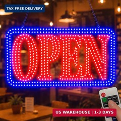 LED Open Signs for Business, High-Brightness Open Sign with Remote Control, 16.5