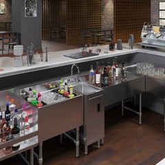 AmGood 22 in. x 12 in. Stainless Steel Underbar Hand Sink with Cabinet Base