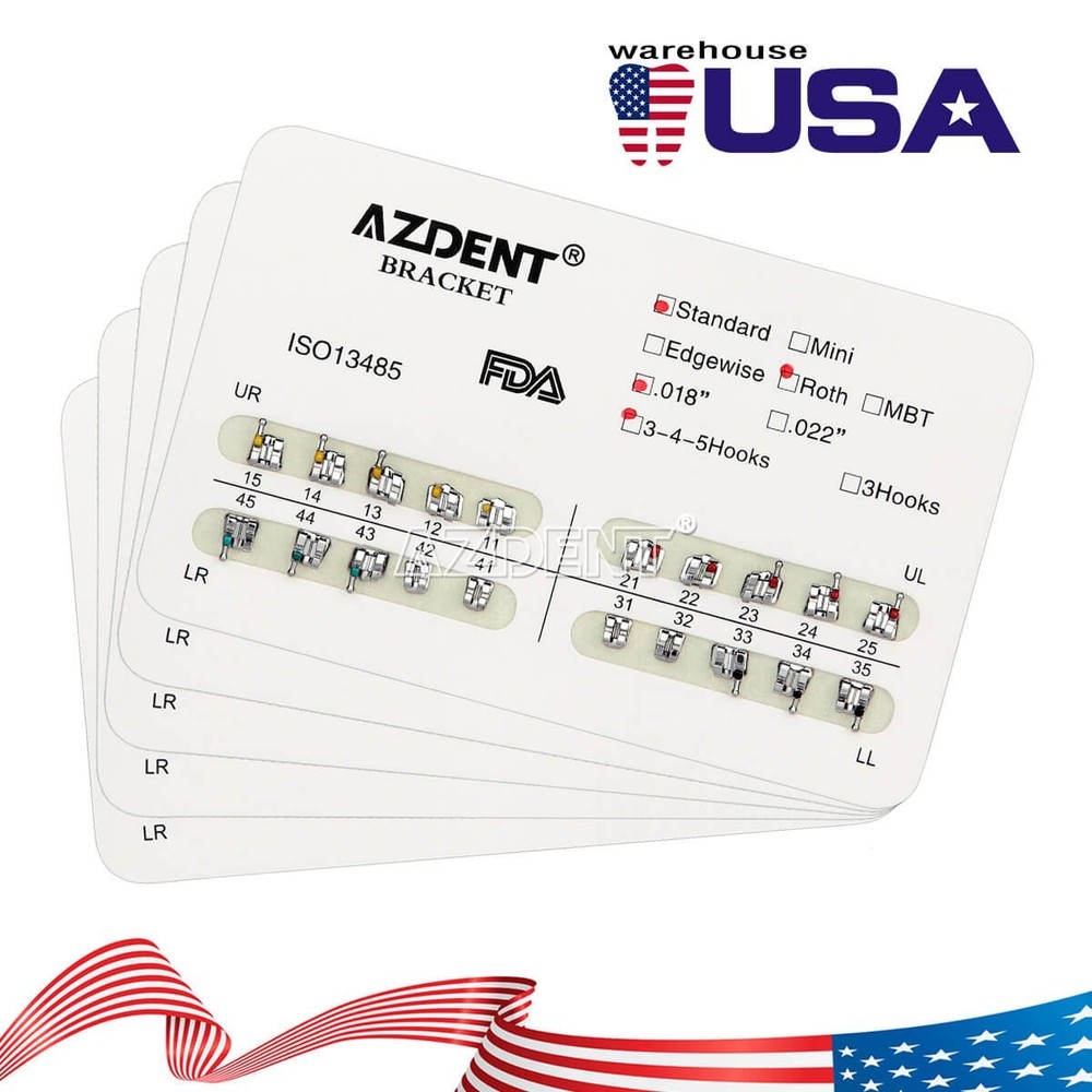 AZDENT Dental Orthodontic Brackets Braces Mini Roth /Lingual Button/Buccal Tube