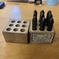 Vintage Young Bros Stamp Works 3/32” Figures Reversed in Original Wooden Box