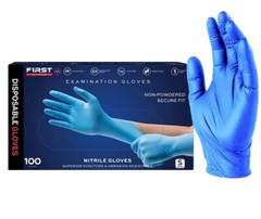 DEAL! First Glove Nitrile Examination Gloves SMALL – BLUE 100/BX