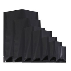 Flat Glossy Black Foil Open Top Mylar Bags Sample Pouches Variety Quantity Sizes