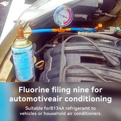 R134A Car AC Refrigerant Charging Hose Kit with Gauge 3/8″ x 6′ Length Air