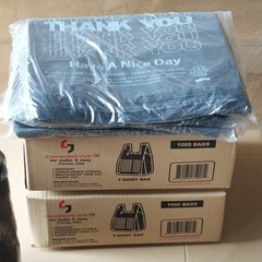 Thank You Plastic Bags 1000 Count (11.24″x5.9″x21.65″, 14 Mic) – Black T-Shirt