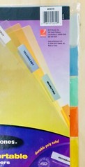 Wilson Jones Poly Insertable Dividers, 5-Tab Set, Multicolor Tabs (W54319)