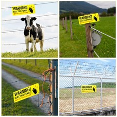 Blulu 8 Pack Metal Electric Fence Warning Signs 10 x 4 Inches Reflective Alum…