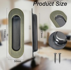 Recessed Door Handle Flush Pull 6 Inch Sliding Closet Handle Oval Pocket Door…