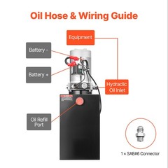 Uimoso 10 Quart Single Acting Hydraulic Pump for Dump Trailer DC 12V Power Unit