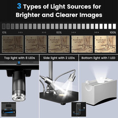 AD210 10.1 Inch LCD Digital Microscope for Adults, Soldering Microscope for Elec