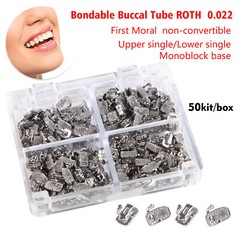 200pcs Dental Orthodontic Buccal Tube Roth 022 1st Molar Non-Convertible 50 sets