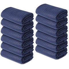 12 Moving Packing Blankets 80″x72″ (35 lb/dz) Shipping Furniture Pads Dark Blue