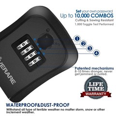 Lock Box, 4 Digits Combination Lockbox, Waterproof Outdoor Key Hider for Hous…