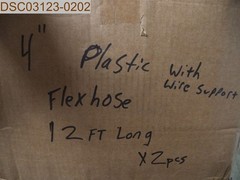 QTY= 20ft (2 x 10ft pieces) 4″ Plastic Flexhose wire support Dust Collector Blue