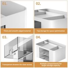 Marbrasse Pen Organizer with 2 Drawer, Multi-Functional Pencil Holder for Desk,